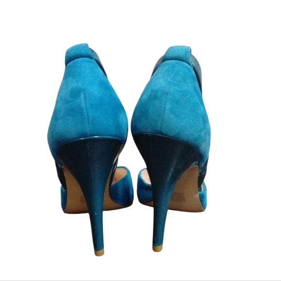 Pelle Moda Blue Suede Pumps Cut-Out Heels Size 7 - Picture 7 of 10